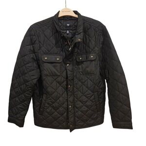 Gap Men Quilted Barn Jacket Black Full Zip Pockets Size Medium